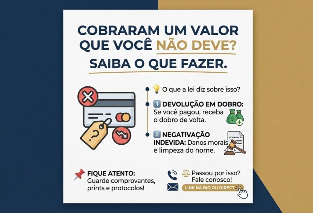 🚨 Cobrança indevida? Você pode ter direito à restituição e até indenização.