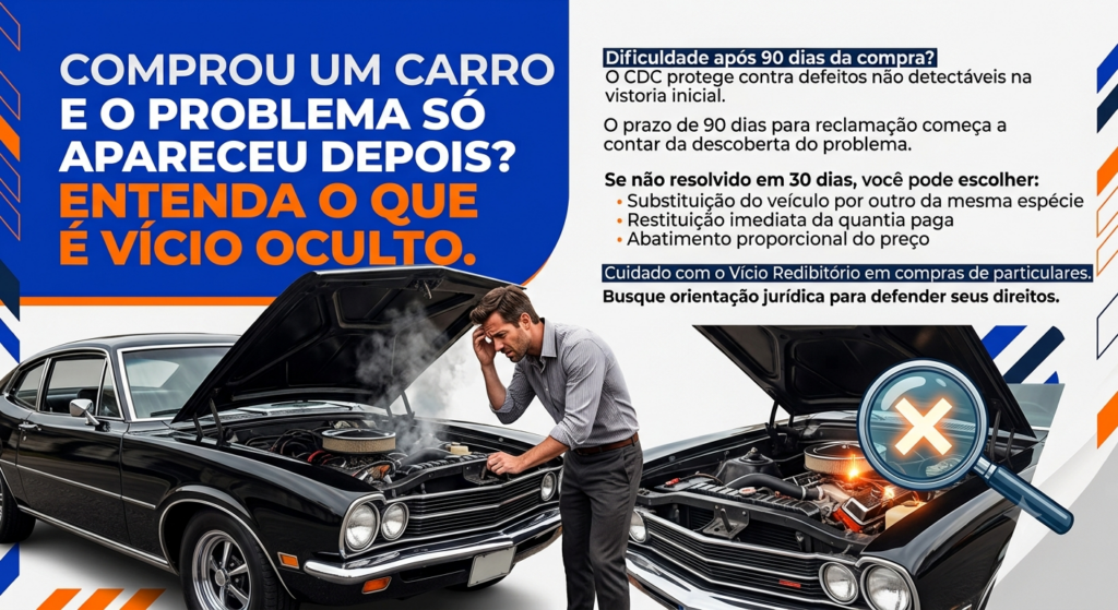 🚗 Comprou um carro e o defeito só apareceu depois? Você pode estar diante de um vício oculto.
