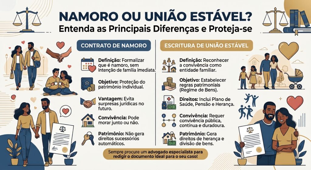 💍 NAMORO OU UNIÃO ESTÁVEL? Entenda as diferenças e proteja seus direitos.